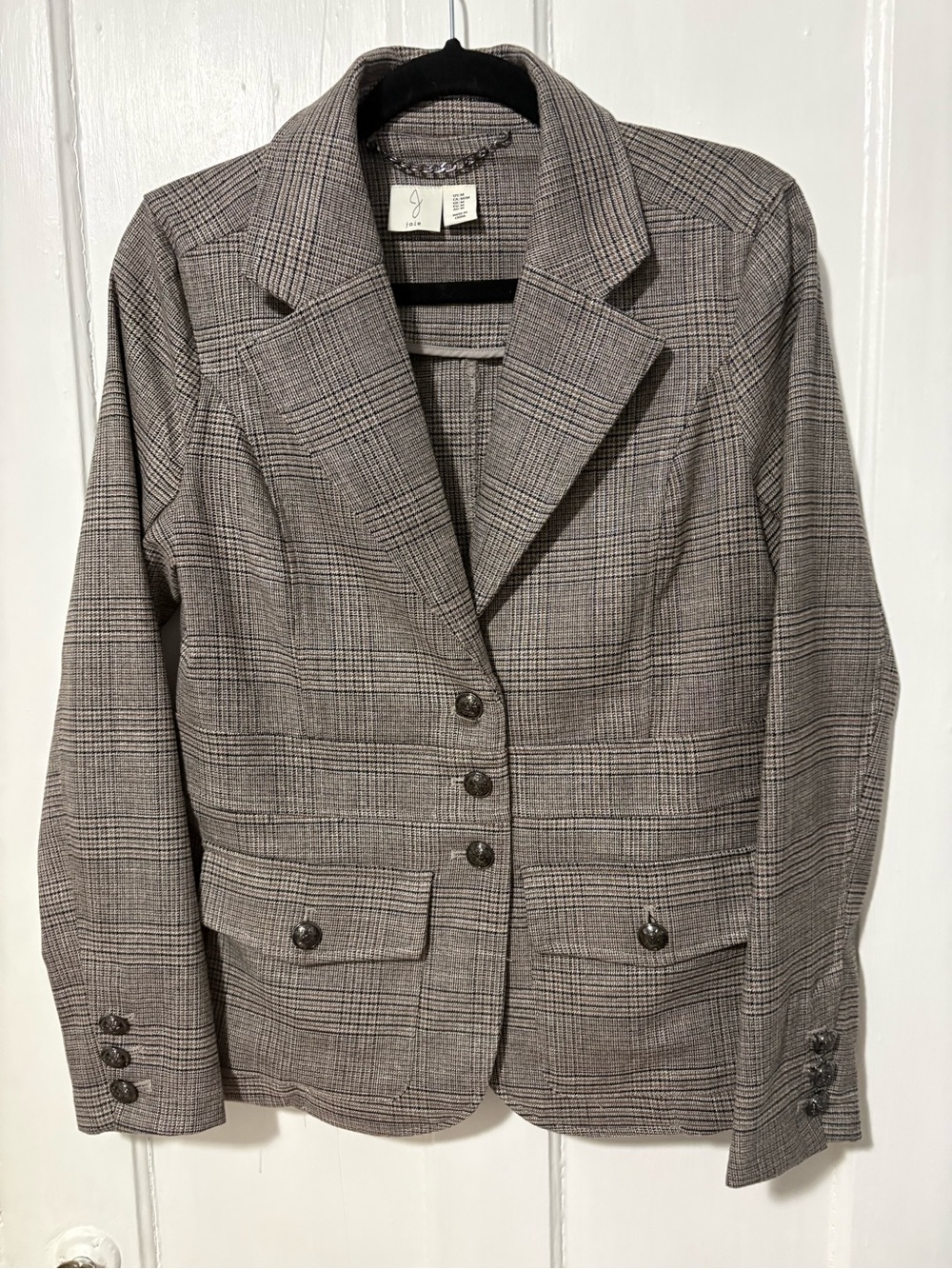 Joie Gray Plaid Tailored Women's Blazer